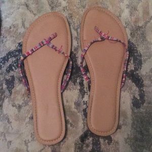 Faded glory multi colored flip flops